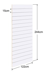 Λευκό Πάνελ Slat 122x244cm - με 15 Πηχάκια Αλουμινίου ανά 15cm